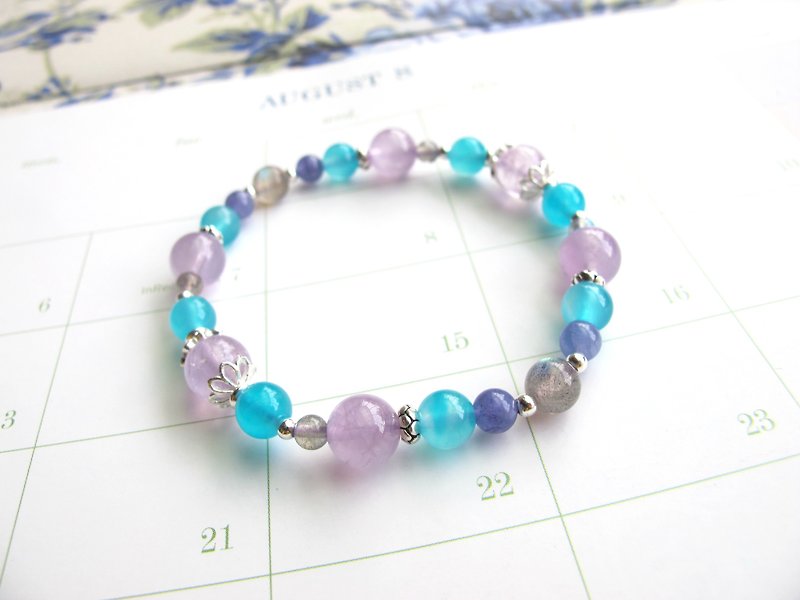 Amethyst Labradorite Tianhe Stone Stone Stone 925 Silver Jewelry [Xinghe Youyou] Get rid of negative energy - Bracelets - Crystal Multicolor