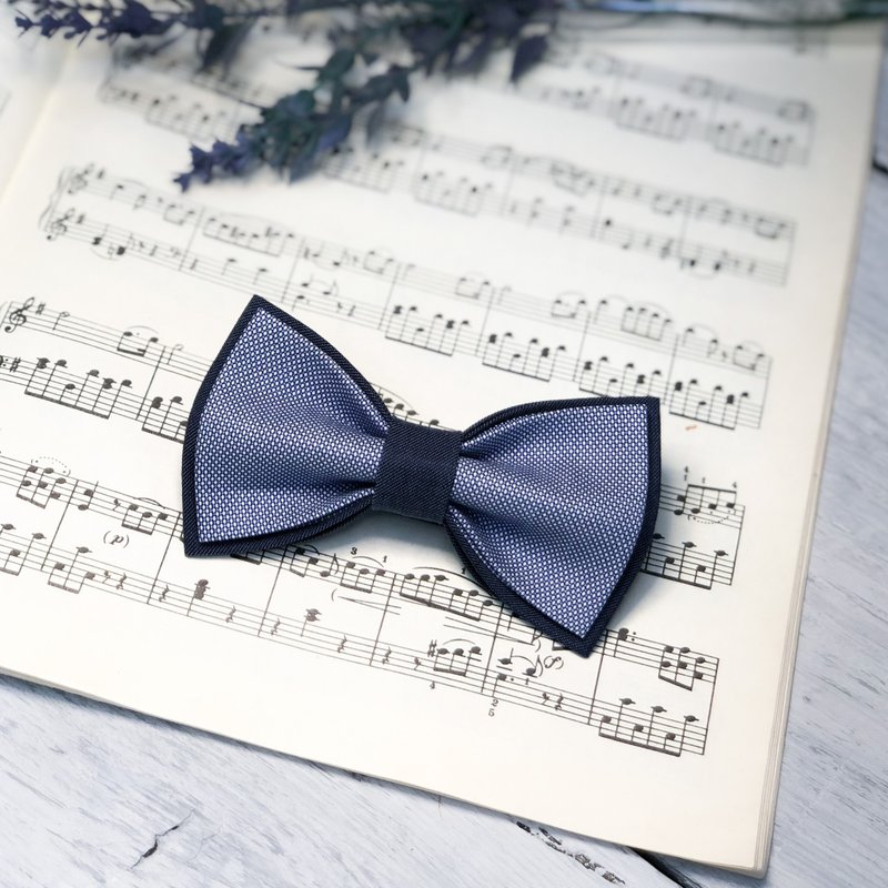 Sky Blue Bow Tie - Bow Tie Self Tie For Student - Adjustable Bow Ties - หูกระต่าย/ผ้าพันคอผู้ชาย - ผ้าฝ้าย/ผ้าลินิน สีน้ำเงิน