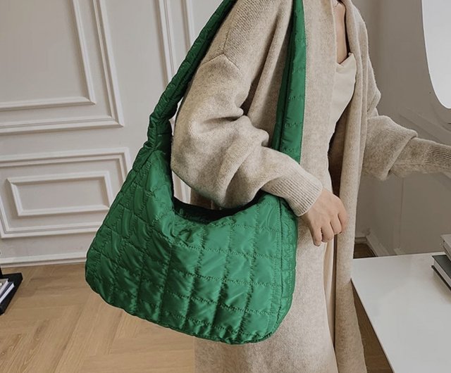 Green nylon shoulder online bag