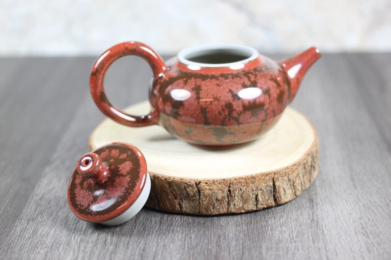 【送禮好物】赤陽 結晶釉 手拉坏茶壺 鶯歌名家葉敏祥作品 - 茶壺/茶杯/茶具 - 瓷 
