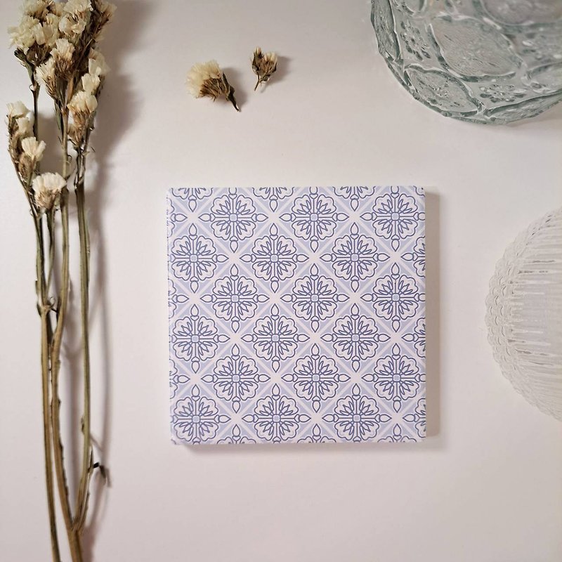 Retro tile coaster | Aqua blue Yingge ceramic absorbent coaster - Coasters - Pottery 