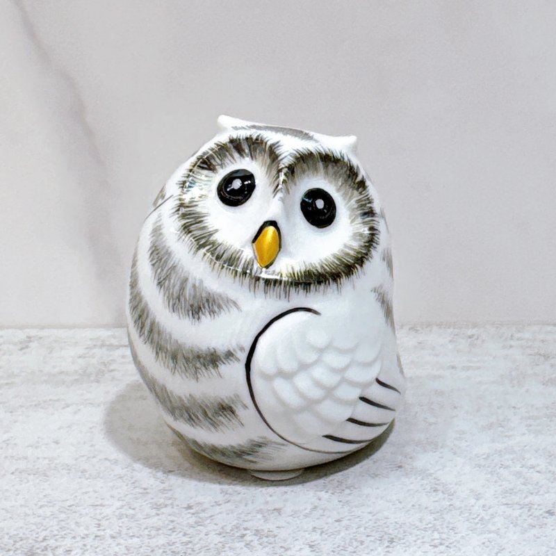 【雪彩瑞梟】日本九谷燒貓頭鷹 | 白盛 - 擺飾/家飾品 - 瓷 白色