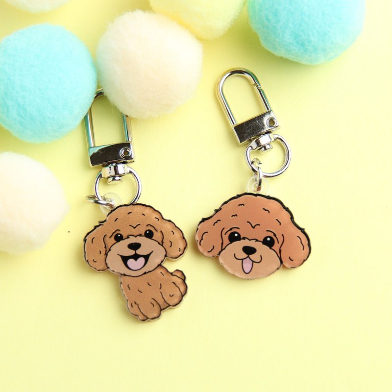 狗狗吊飾 3cm 貴賓犬迷你壓克力鑰匙圈 可愛狗品種收藏掛飾 - 鑰匙圈/鑰匙包 - 塑膠 