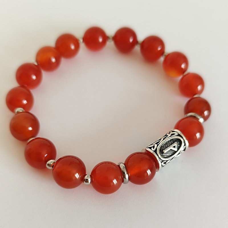 Stylish carnelian bracelet is a semi-precious stone Runic amulet of Luck - สร้อยข้อมือ - เครื่องประดับพลอย หลากหลายสี