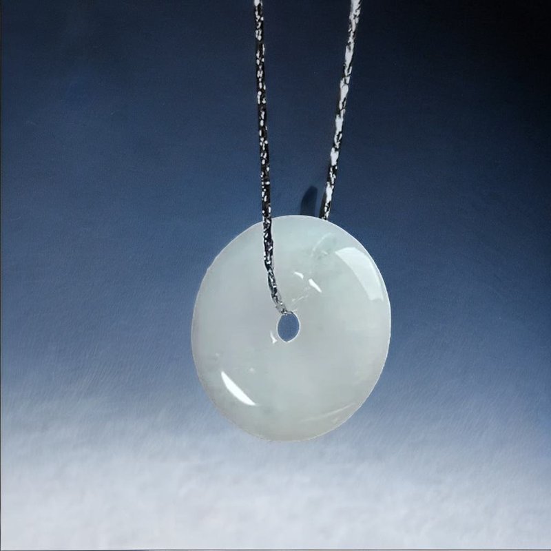 【願い・平安】白翡翡翠平安扣ペンダント | 天然ミャンマー産A貨翡翠 | ギフト - チャーム - 翡翠 透明