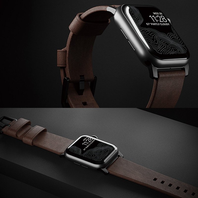 【美國NOMAD】 Apple Watch 專用皮革錶帶-摩登黑 38/40/41mm - 錶帶 - 真皮 咖啡色