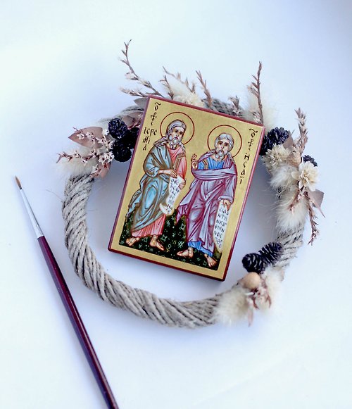 Orthodox small icons hand painted orthodox christian Saint Holy Prophets Jeremiah and Isaiah