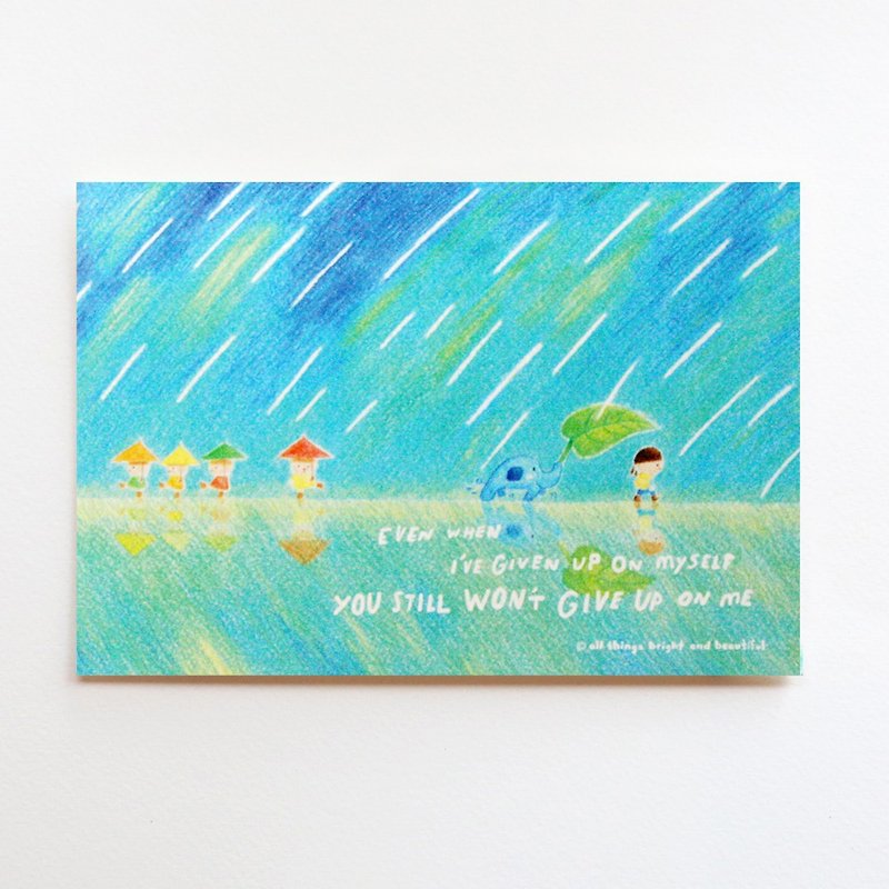 雨のポストカード - カード・はがき - 紙 ブルー