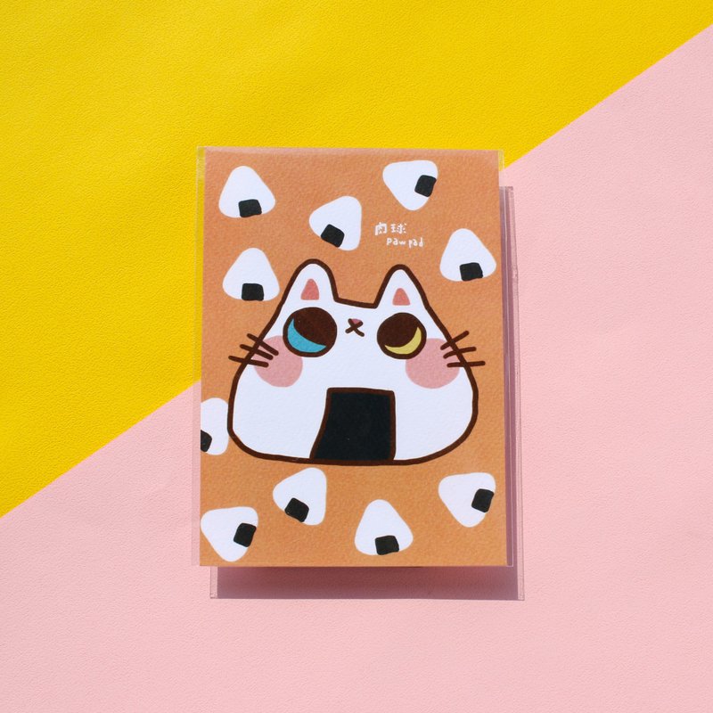 Meatball/Rice Ball Meaty Postcard/Heterochromatic Hitomi White Cat - Cards & Postcards - Paper Orange