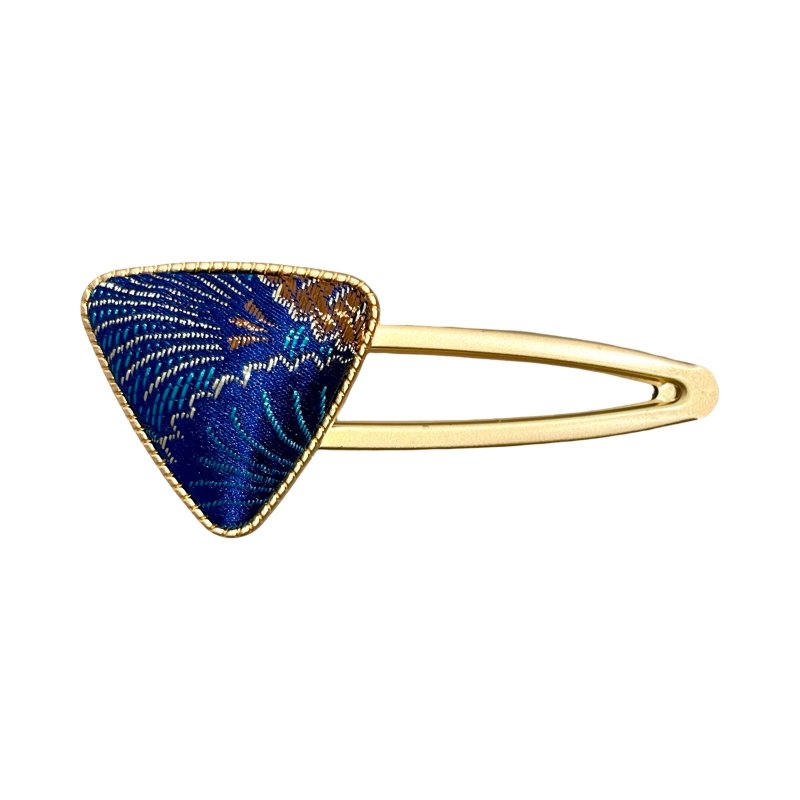 錦浪三角夾 織錦緞造型夾 髮夾 領帶夾 絲巾夾 - 領帶/領帶夾 - 絲．絹 藍色