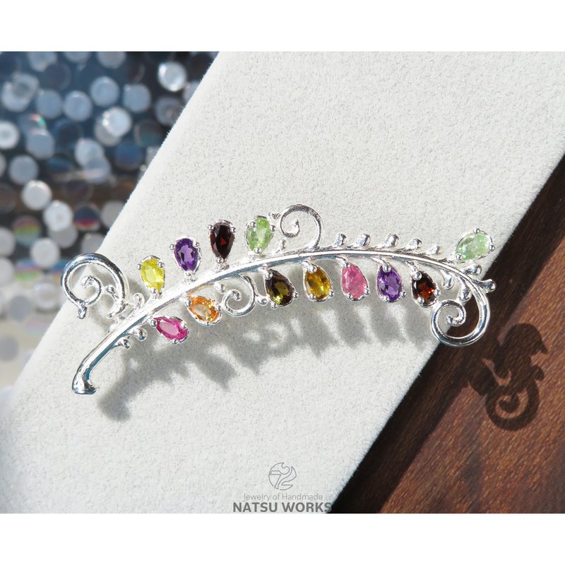 トルマリン & アメジスト ブローチ / Tourmaline and Amethyst Brooch - 胸針 - 寶石 多色
