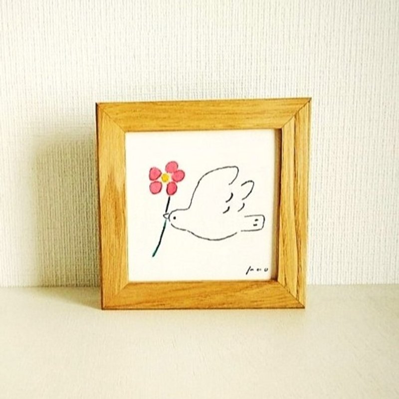 Pinkoi 代購 - 原畫《背著春天》*含木框（10 x 10 cm 框） - 海報/掛畫/掛布 - 其他材質 