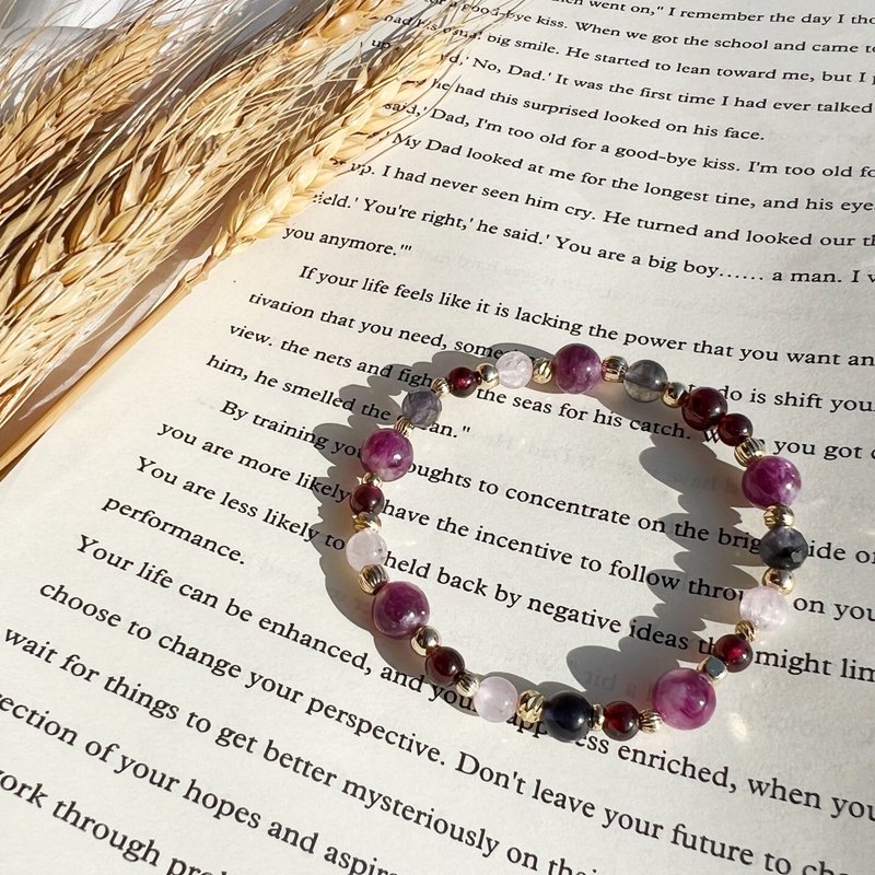 Use life to influence life//Amethyst crystal cordierite purple tooth urethane kunzite bracelet - Bracelets - Crystal 