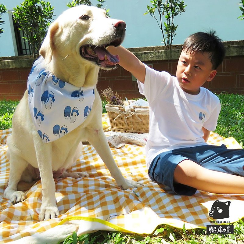 (現貨+預購)腿庫力量寵物領巾-就是愛藍白拖 台灣製寵物小孩親子 - 寵物衣服 - 棉．麻 黃色