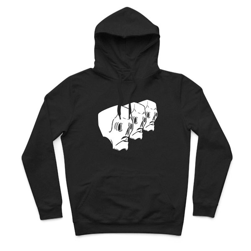 Skull Gangster-Black-Hooded T-shirt - เสื้อฮู้ด - ผ้าฝ้าย/ผ้าลินิน สีดำ