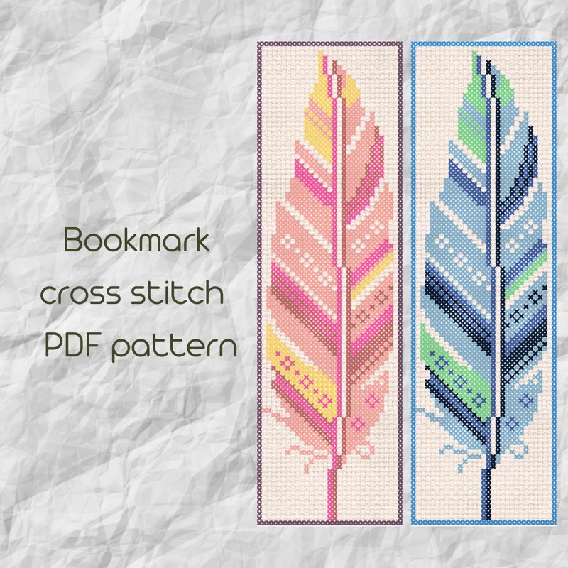 長繡圖庫 書籤十字繡圖案/羽2色書籤十字繡/167 - DIY 教學/工具書 - 其他材質 