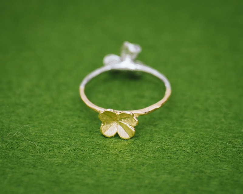 Clover ring - Clover 18K and PT ring - Reversible ring - 18ct ring - two color - General Rings - Precious Metals Gold