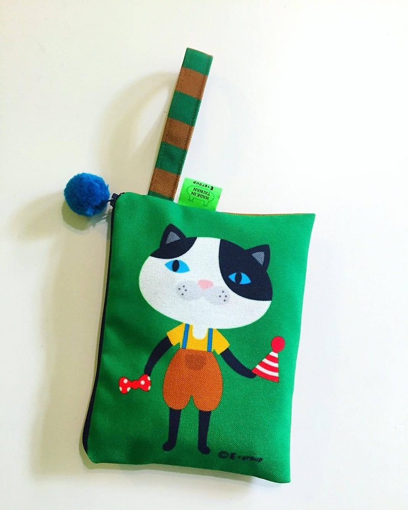 E*group portable box bag teddy earth double-sided design storage bag universal bag portable - กระเป๋าเครื่องสำอาง - ผ้าฝ้าย/ผ้าลินิน สีเขียว