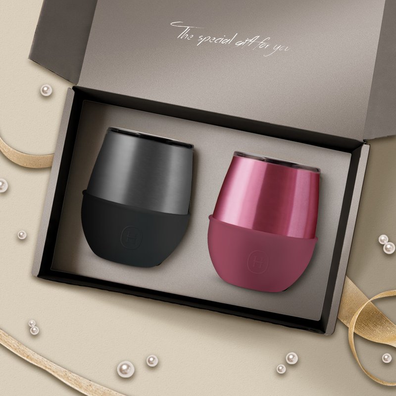 [Christmas Gift Box] Titanium Gray/ Rose Gold Cup Set | 240ml - Vacuum Flasks - Stainless Steel Gray