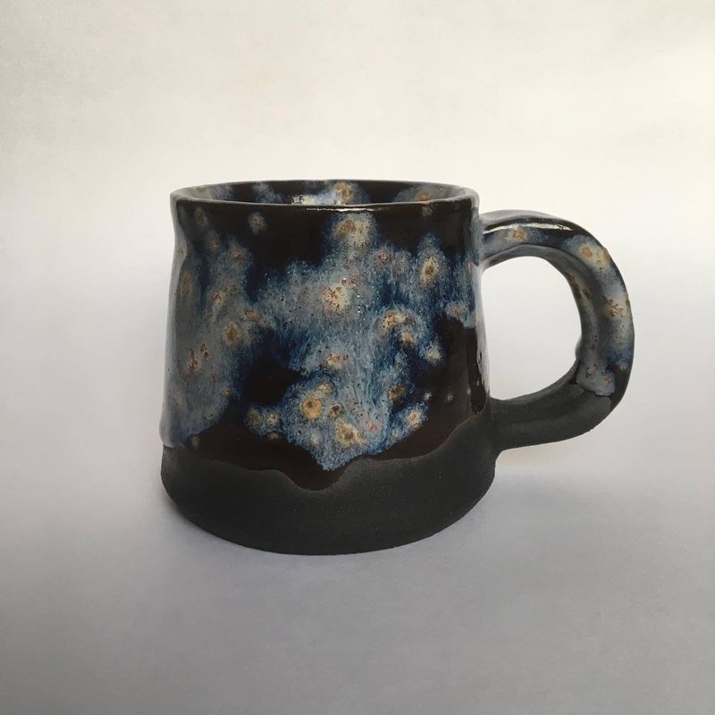 Blue and black galaxy glazed stoneware mug - แก้วมัค/แก้วกาแฟ - ดินเผา หลากหลายสี