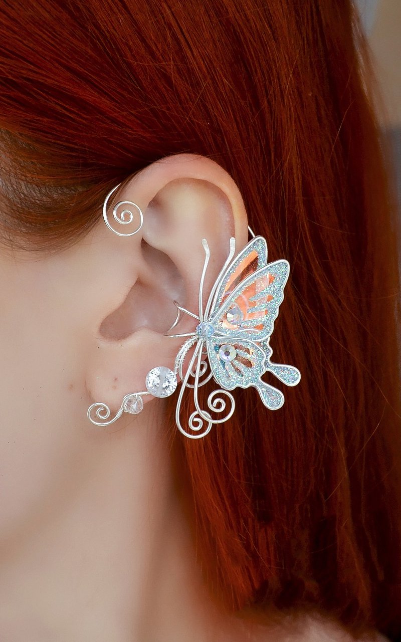 仙女耳夾耳環無穿孔 - 耳環/耳夾/耳骨夾 - 銅/黃銅 白色