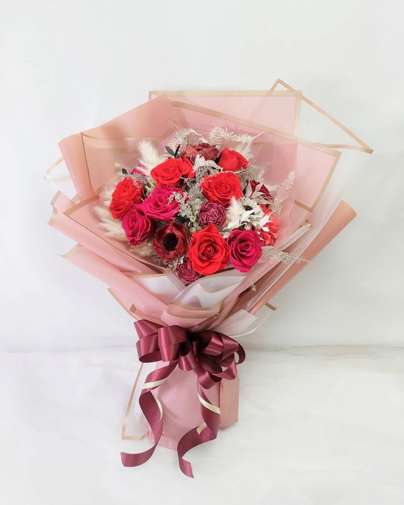 Preserved rose bouquet not withered flower/preserved flower/dried flower Dianhua Coupon Lover - ช่อดอกไม้แห้ง - พืช/ดอกไม้ 