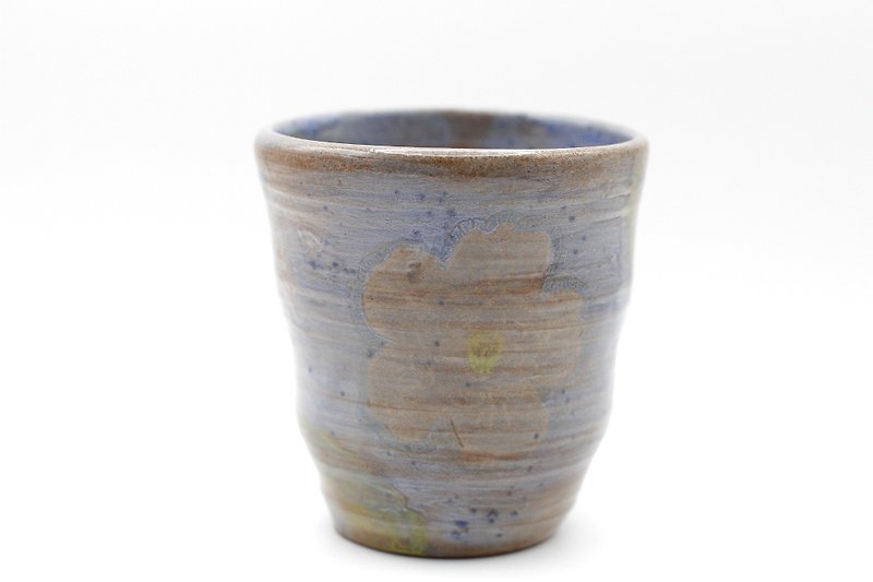 Hand broken low-key small flower ceramic tea cup/ - แก้ว - ดินเผา สีน้ำเงิน