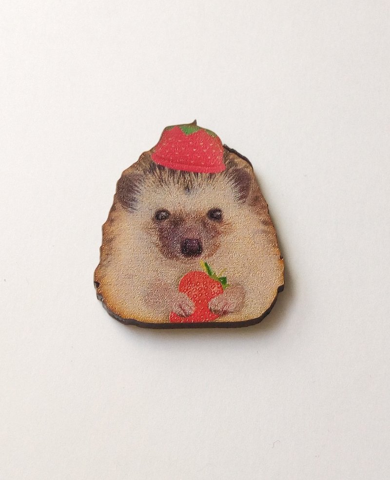 Hedgehog Brooch - เข็มกลัด - ไม้ สีนำ้ตาล