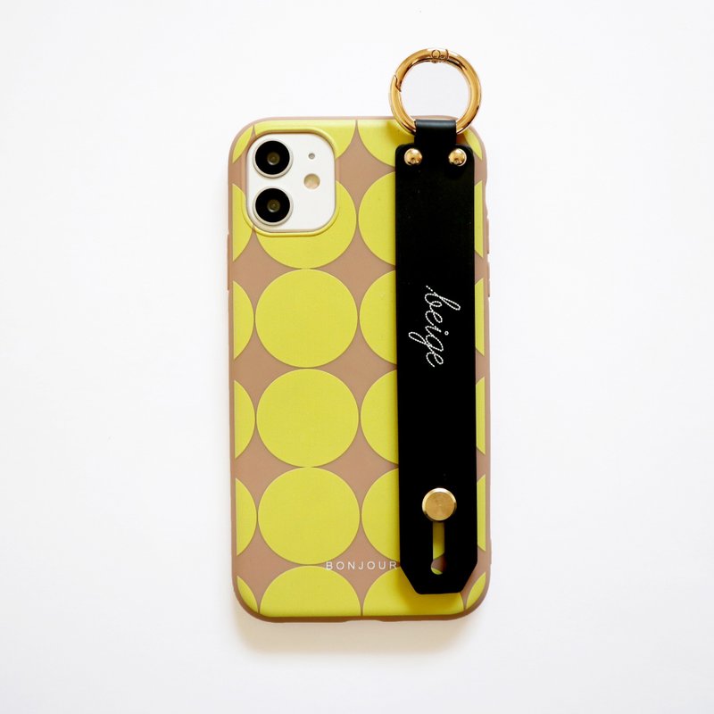 French yellow dot hand strap phone case - Phone Cases - Plastic Yellow