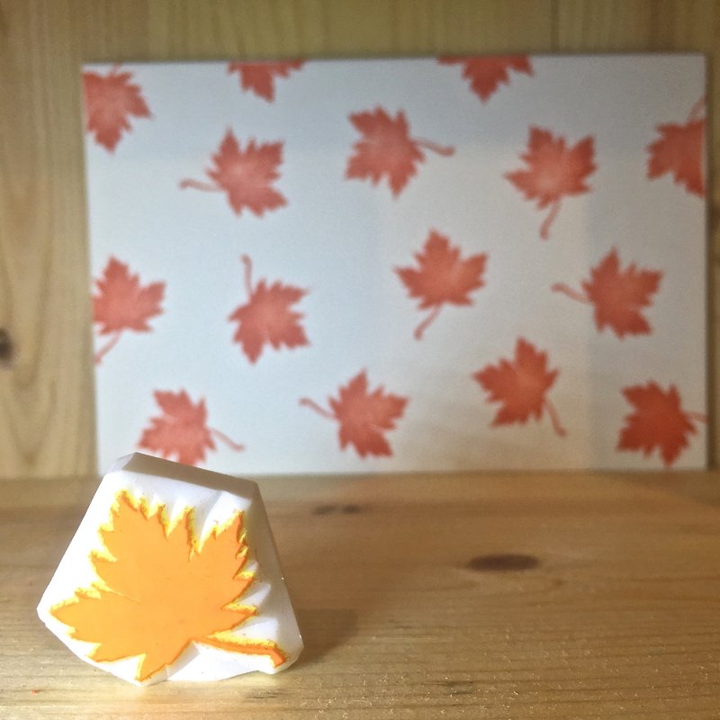 Handmade stamp with postcard(leaf D) - ตราปั๊ม/สแตมป์/หมึก - ยาง 