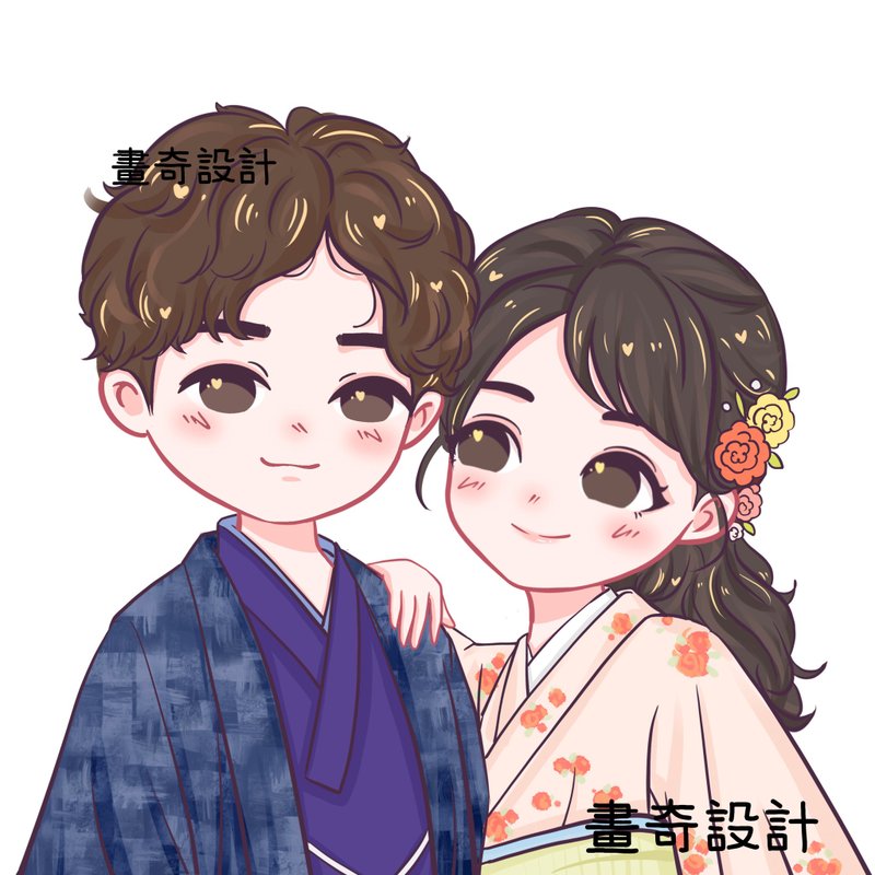 似顔絵 オーダーメイド 人物画 デフォルメ似顔絵 家族写真 手描き 応援デザイン 似顔絵制作 - 似顔絵 - その他の素材 