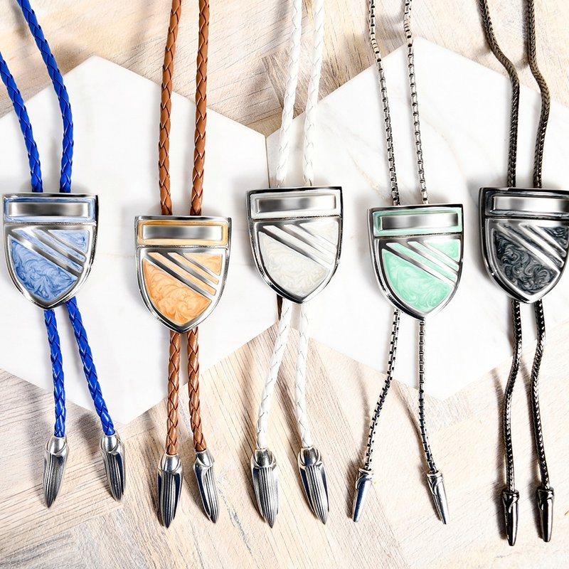 Trendy fashion series multi-color Paul tie Bolo Tie leather necklace leather rope tie long necklace - เนคไท/ที่หนีบเนคไท - หนังเทียม สีเงิน