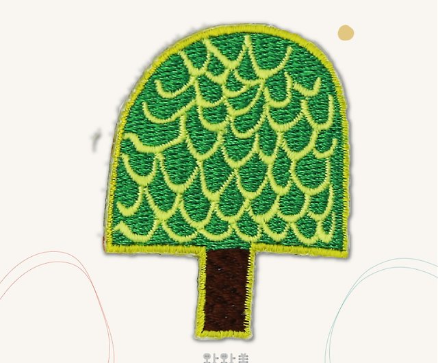 Childlike embroidery stickers-green tree - Shop Agoood Badges & Pins -  Pinkoi