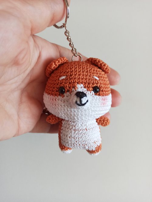 Toysbynusi Handmade keychain shiba inu,amigurumi puppy shiba inu ,cute bag charm, gift for