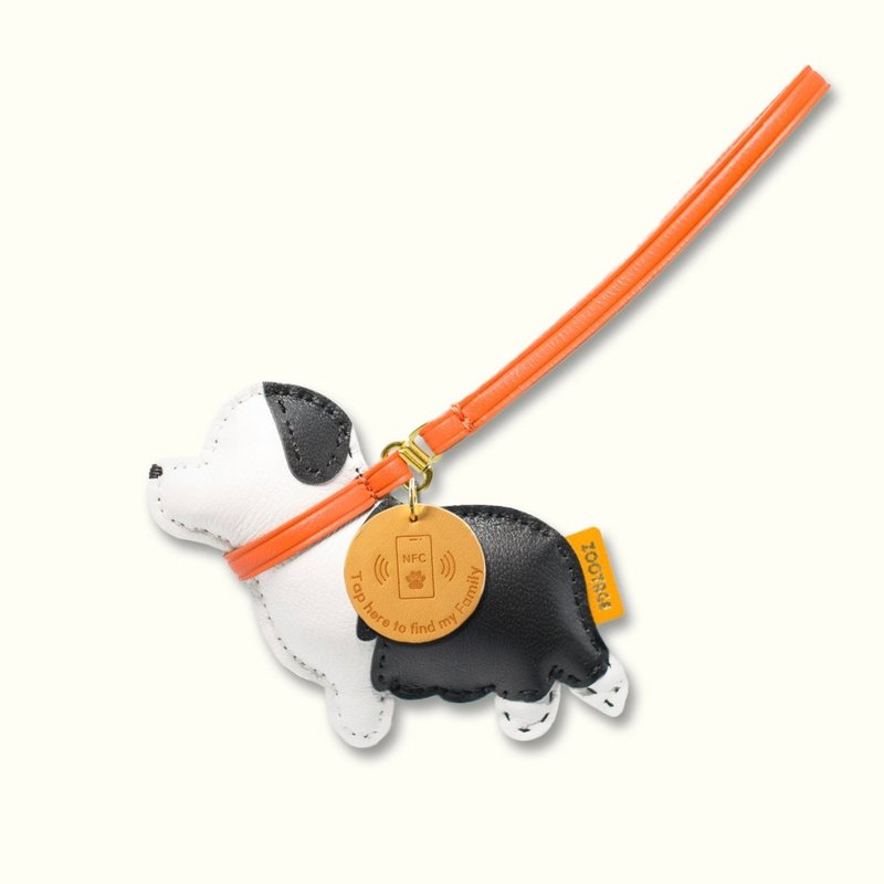 Border Collie (Black) Leather Pendant - Includes NFC - Charms - Genuine Leather Black