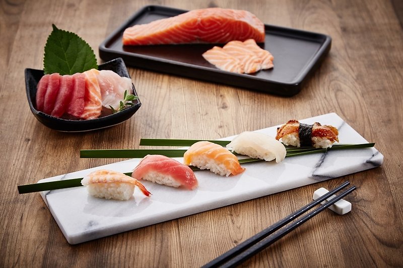 Marble Long Plate / Sushi Plate / Sashimi / Japanese Cuisine / Grill Plate - ผ้ารองโต๊ะ/ของตกแต่ง - หิน ขาว
