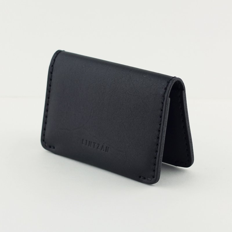 Classic 2 fold business card holder/card holder- Stone black - ที่เก็บนามบัตร - หนังแท้ สีดำ
