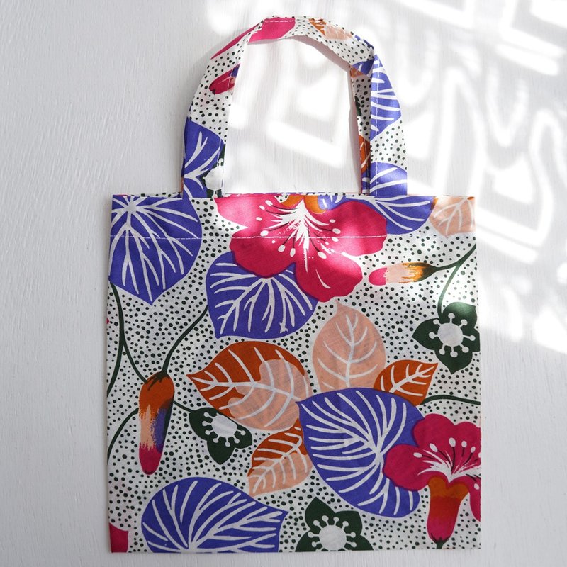 Ba-ba handmade mini shopping bag  No.RB55 - 手提包/手提袋 - 棉．麻 藍色