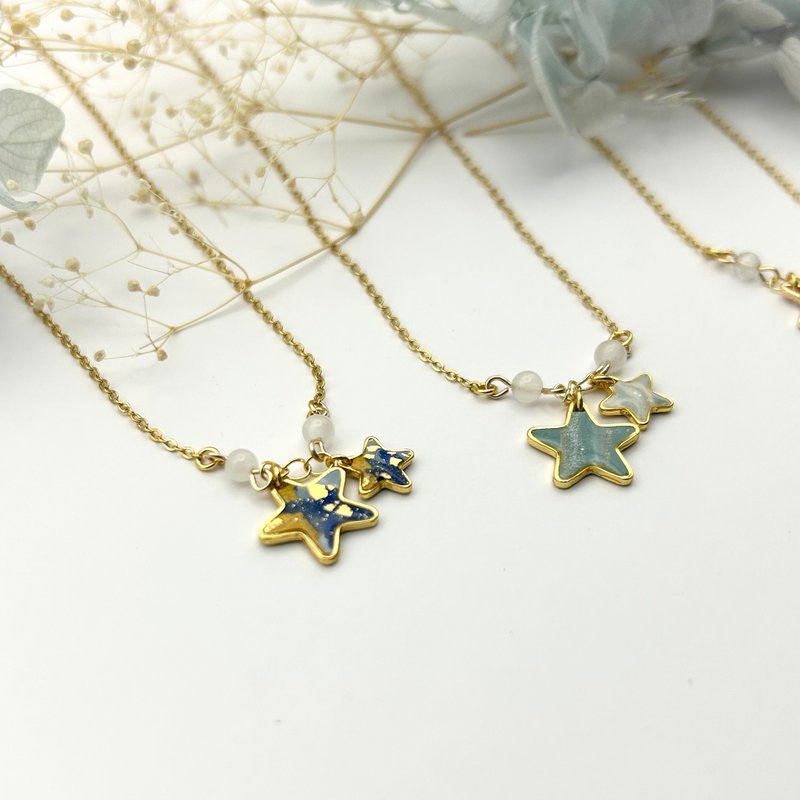 Big Star and Little Star Together/Soft Clay Necklace - Chokers - Pottery Multicolor