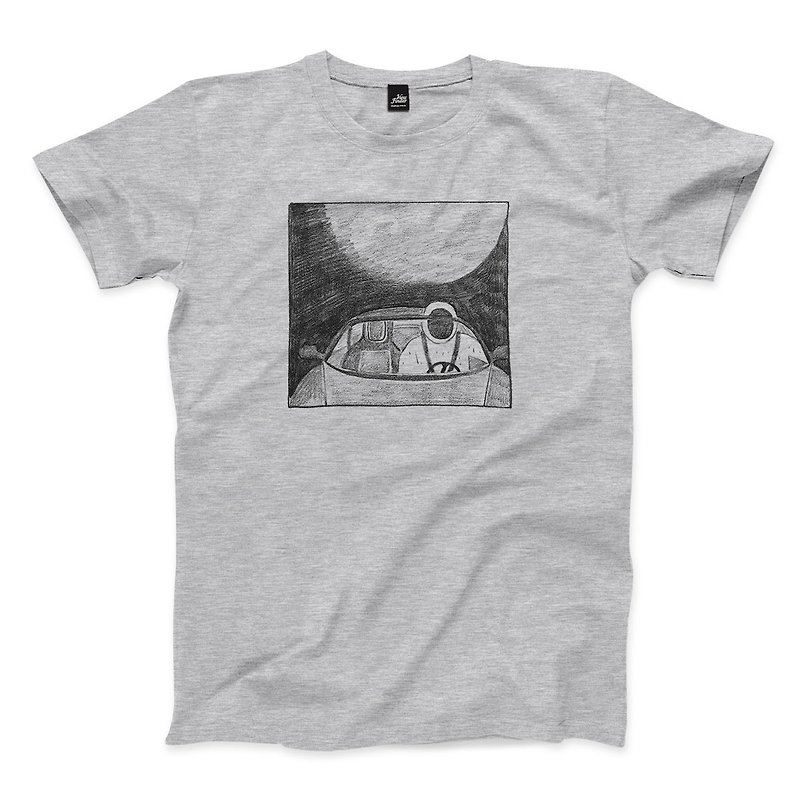 太空假人聽音樂 - 深麻灰 - 中性版T恤 - 男 T 恤 - 棉．麻 灰色