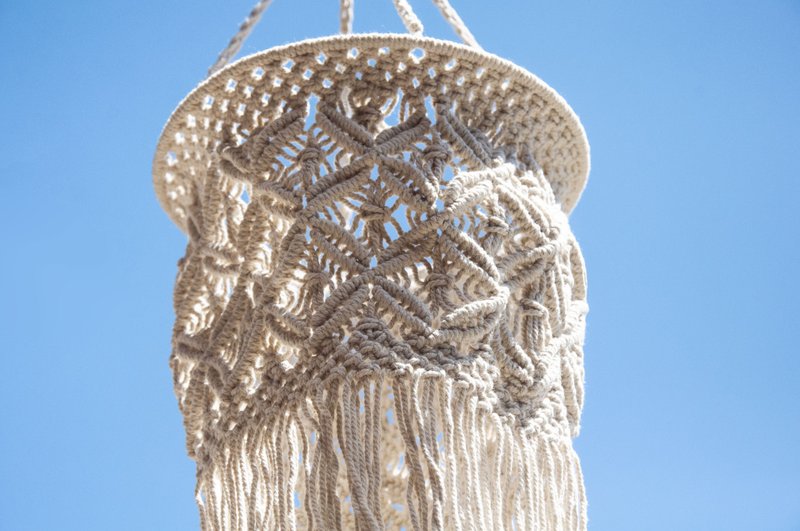 Home decorative woven wall / air Boximiya crocheted ornaments / cotton woven Linen lampshade wire hook / Fabric - White - โคมไฟ - ผ้าฝ้าย/ผ้าลินิน ขาว