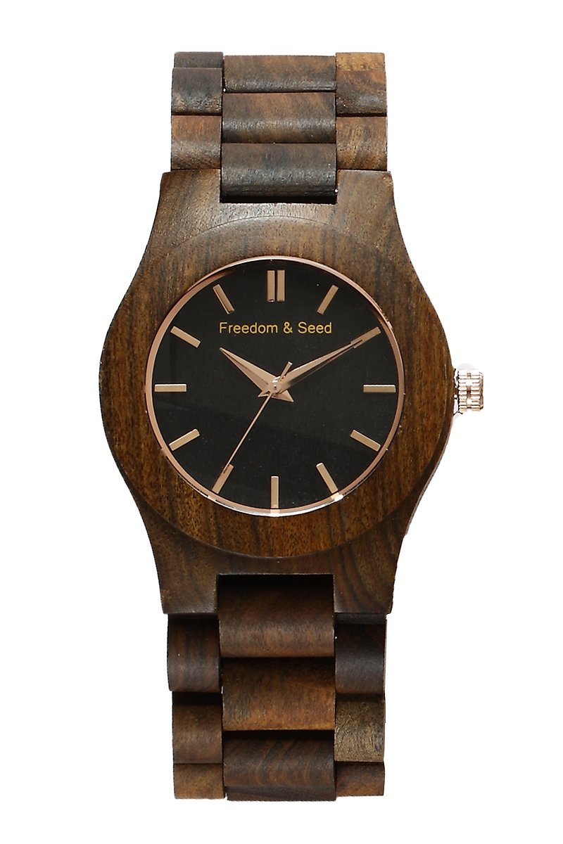 【フリーダム＆シード]日本の木製の時計：芸術シリーズ40mm─Leadwood黒檀モデル - 腕時計 - 木製 ブラウン