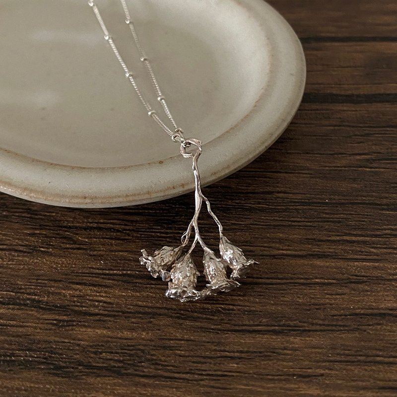 [Graduation Gift] Desert Rose 925 Sterling Silver Customized Necklace Thin Chain Silver Chain Necklace - สร้อยคอ - เงินแท้ สีเงิน