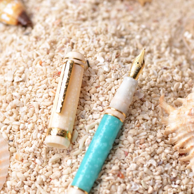 Lagoon Fountain pen | turquoise summer beach - ปากกาหมึกซึม - อะคริลิค สีน้ำเงิน