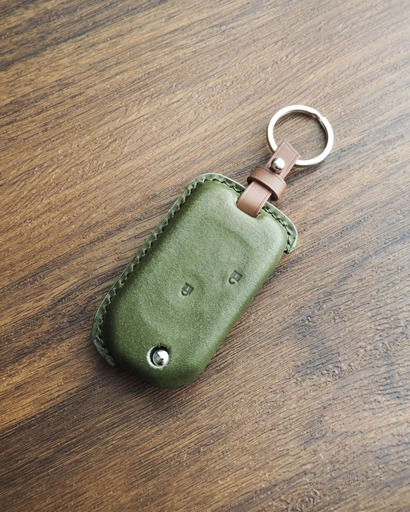 Italian vegetable tanned leather Honda car key cover - Keychains - Genuine Leather Green