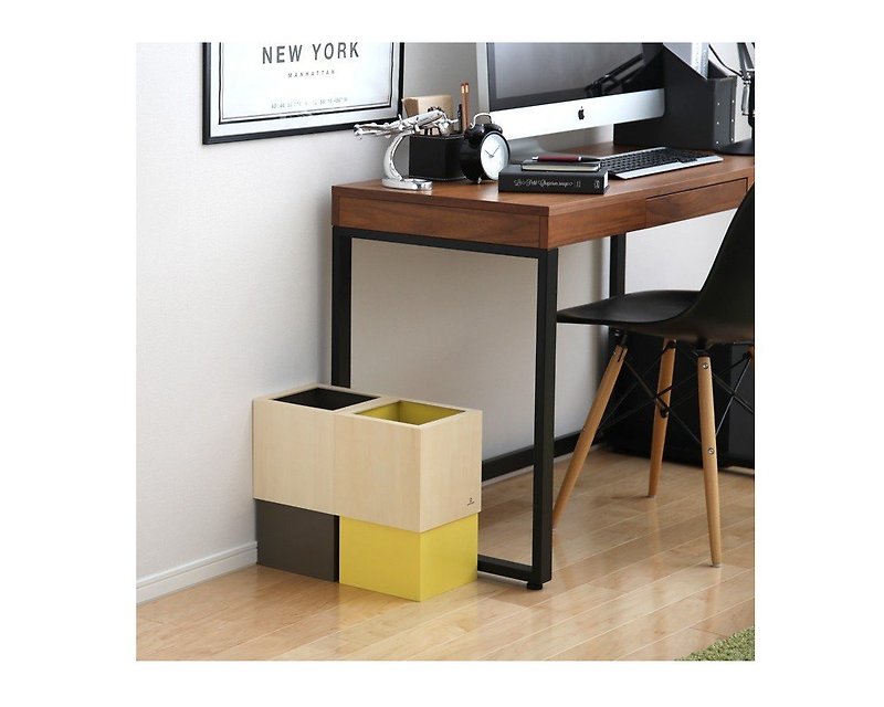 Yamato Japan handmade wooden W CUBE Nordic style small trash can 10L available in multiple colors - Trash Cans - Wood 