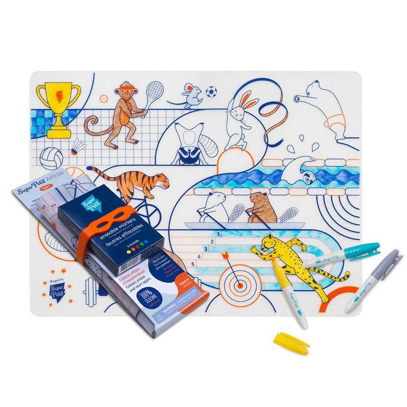 [France Super Petit] Silicone Painted Placemat-Animal Games - Items for Display - Silicone Multicolor