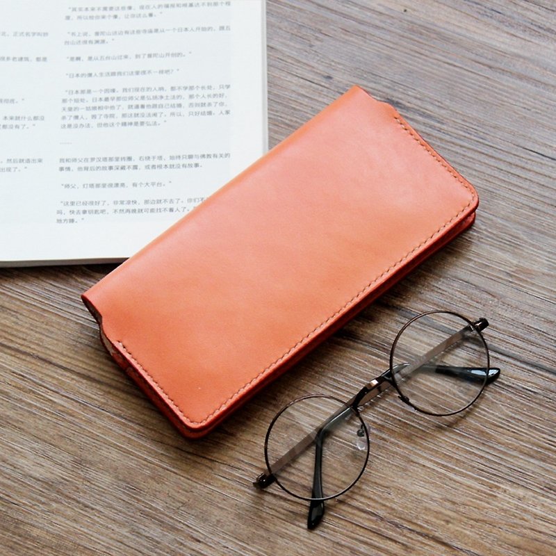 Such as the orange uniform dyeing handmade leather first layer vegetable tanned leather wallet wallet long money cloth wallet wallet mobile phone exchange gift wedding gift lover gift - Wallets - Genuine Leather Orange
