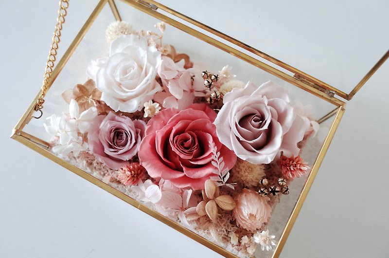 Preserved flower box, glass flower box, wedding table decoration, flower box, Valentine's Day, Mother's Day - Dried Flowers & Bouquets - Plants & Flowers 