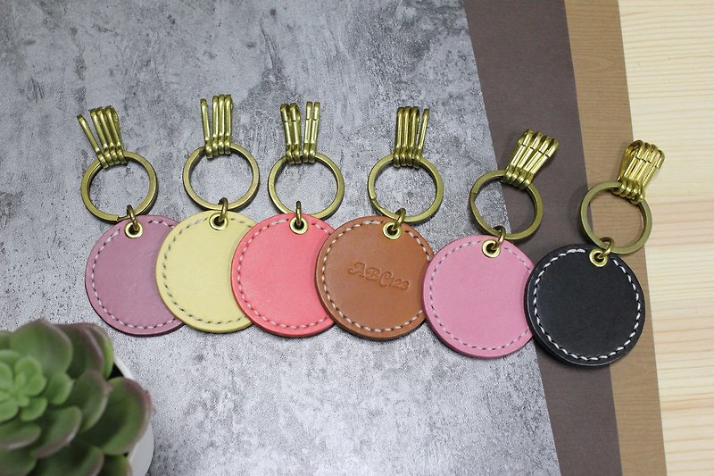 [Mini5] round leather key ring - ที่ห้อยกุญแจ - หนังแท้ หลากหลายสี
